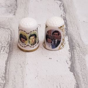 Vintage Bone China Prince Charles & Lady Diana Thimbles